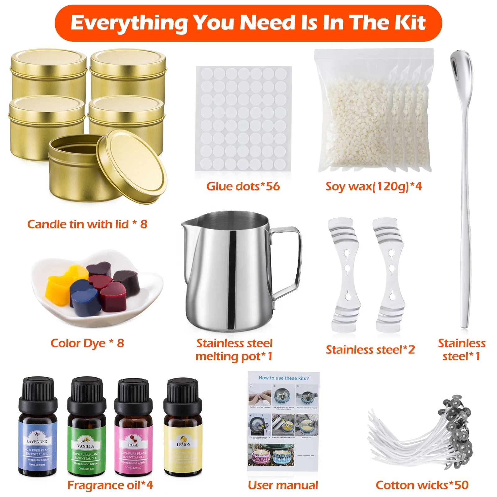 Wholesale Candle Making Raw Materials Kit DIY Scented Soy Wax 