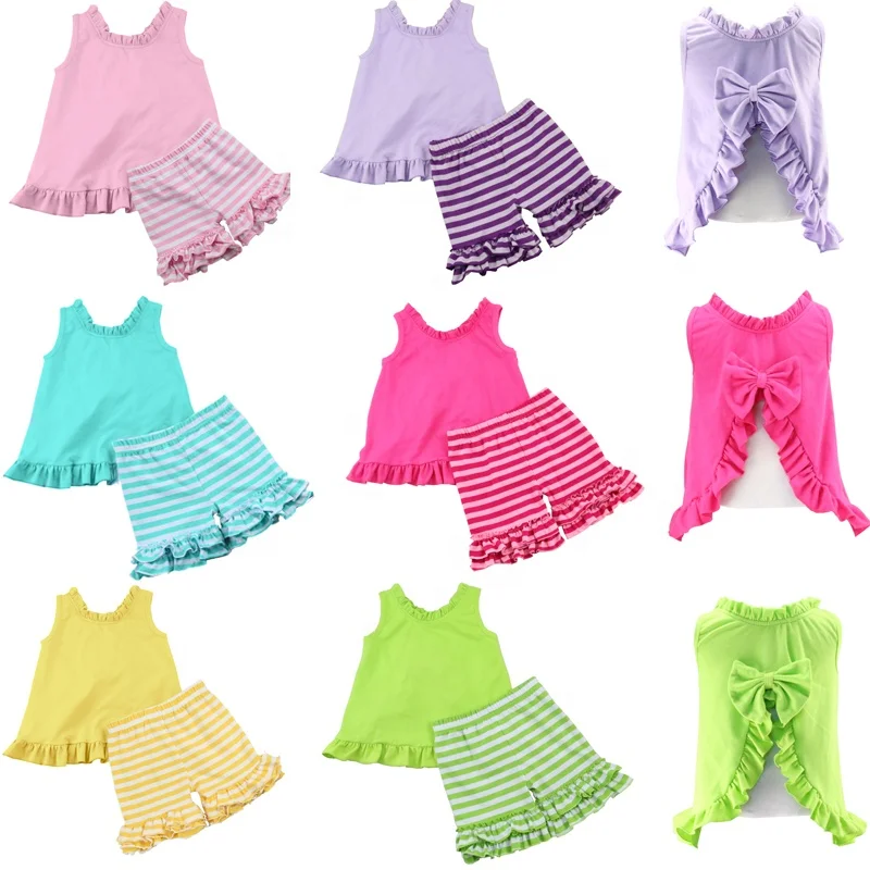 New Design Summer Boutique Set Kids Outfit Wholesale Children Baby