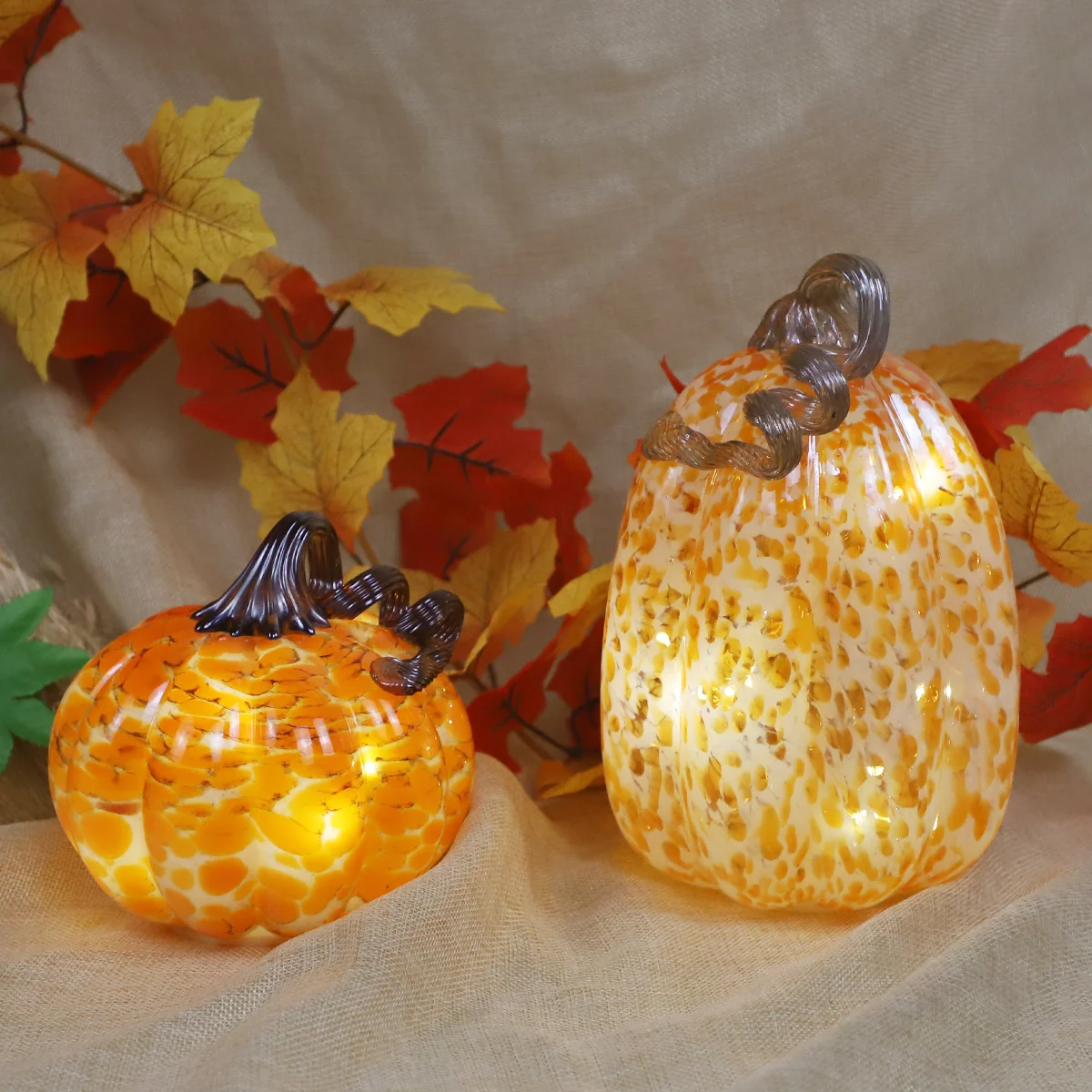 Wholesale Hand Blown Glass Craft Pumpkin Glass Crafts Ideas Halloween Pumpkin Ornaments