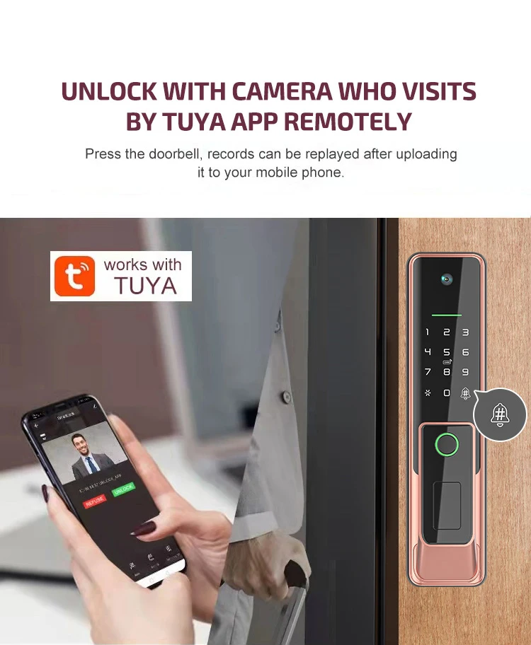 Intelligent 5050 Mortise Automatic Door Lock Smart Electronic Digital Door Lock With Camera