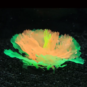 Artificial Aquatic Plants - Fish Tank Decor Aquarium Decoration Ornament Glowing Effect silicone - Aquatic Flower No17