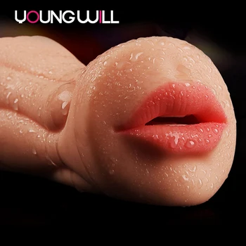 Realistic Vagina Male Masturbator Oral Mouth Aircraft Cup pock Pussy Intimate Goods Deep Throat Double Hole Sex Toy for Men