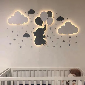 New Product!Moon Shaped Wall Light For Kids Room Nursery Room Night Light Decor Light Hand-painted