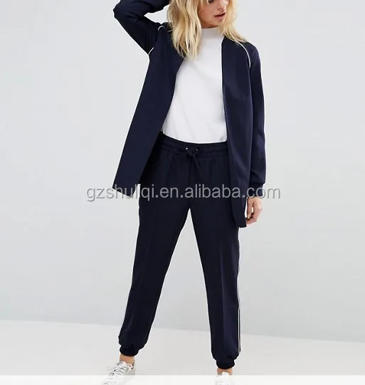 Mujeres Azul Marino Formal Pantalones Llanura Pista Pantalones De Sudor Con  Detalle Cuff Co-ord - Buy Mujeres Pantalones Product on Alibaba.com