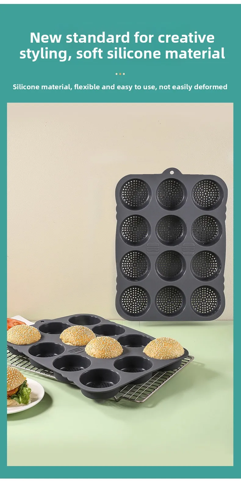 Home DIY Food Grade Silicone Bread Mold Non-Stick Burger Bread Mold Cake Tools supplier