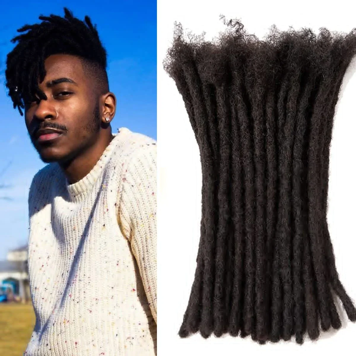 Teresa Small 0,4 cm & Medium 0,8 cm Bredde 100% Ægte Hår Dreadlock Extensions til Mænd Kvinder Børn_voghion.com