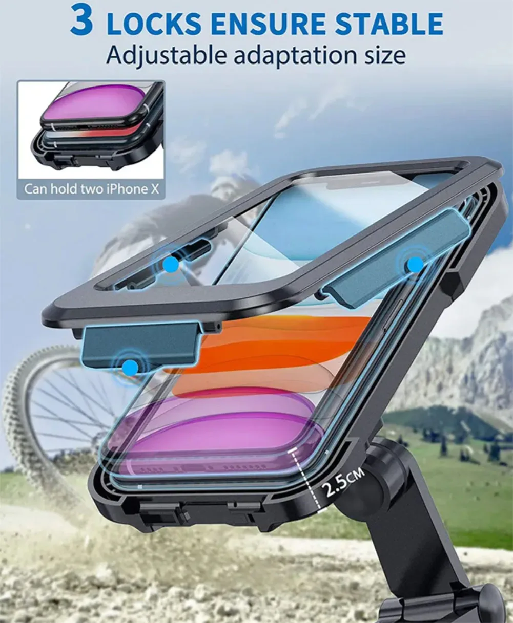 360 Degree Motorcycle Bike Bicycle Phone Holder Stand Mount Waterproof Folding Adjustable Outdoor Mobile Phone Holder Stand