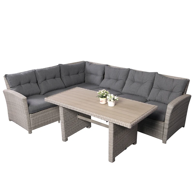 Synthetic Durable PE Outdoor 3 Piece Patio Corner Set Lounge Sofa Rattan Garden Furniture Sofa Set