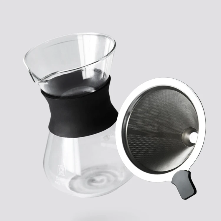 Glass Coffee Pour Over Silicon Insulated Collar 