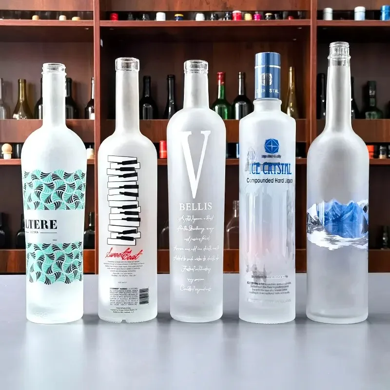 Custom Logo Empty 500ml 750ml Small Gin Rum Tequila Vodka Whiskey Glass Clear Bottle Alcohol Liquor Wine Glass Bottles