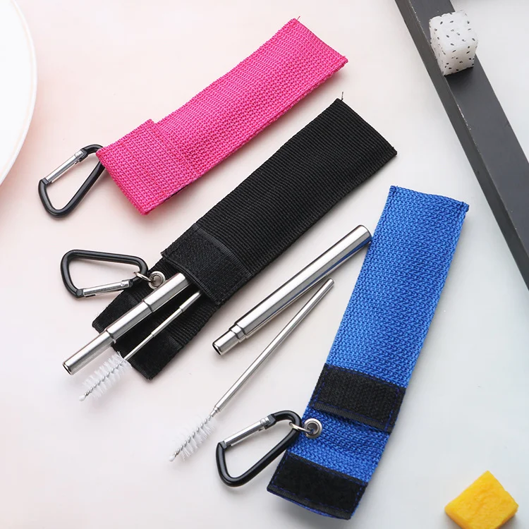 IKITCHEN Telescopic Drinking Straw Set with Box Telescopic Metal Straw Reusable Stainless Steel Telescopic Straw