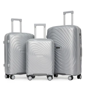PP Spinner Suitcase Four-Piece Set 20" 24" 28" Lightweight TSA Lock with Soft Handle Zipper Closure Customizable