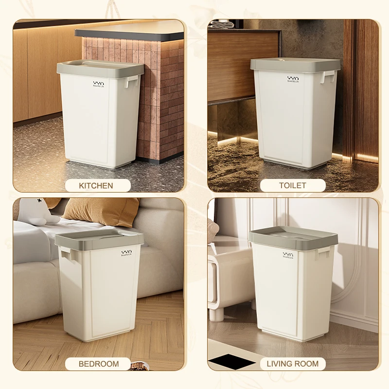 Unique Durable Plastic Room Service Garbage Can Big Size Trash Bin Paper Waste Bin with Swing Lid