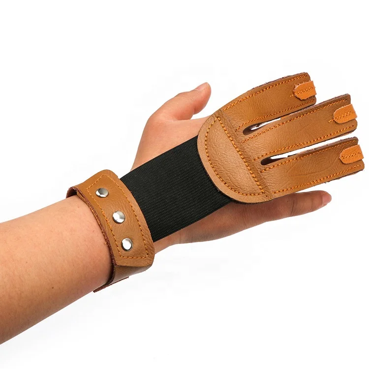 Woodland Brown Leather Armguards and retailer 3 Finger Shooting Gloves-jgfh