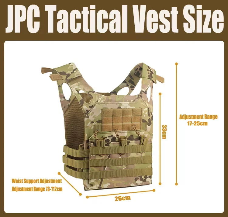 Outdoor Hunting Men's Paintball Molle Plate Carrier Vest Adjustable JPC Tactical Vest for Men factory