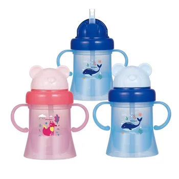 Non Spill Baby Training Cup for Toddlers, BPA Free Sippy Cup, Baby Straw Cup with Handles for Baby Months 6+