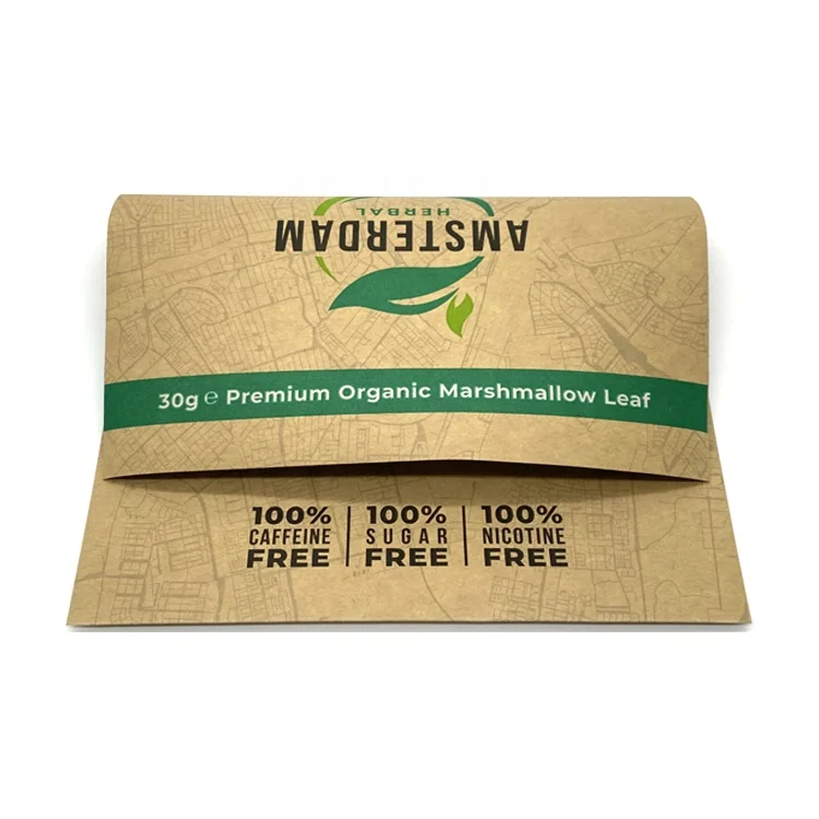 Wholesale Custom Hand Rolling Kraft Paper Tobacco Herb Packaging Smoking  Marshmallow Leaf Tobacco Zipper Pouch