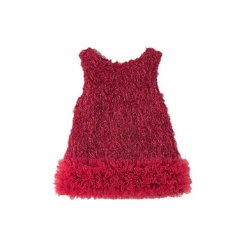 Autumn and Winter Stylish Red Princess Dress for Baby Girls Casual Knee-Length Print for Children Small MOQ
