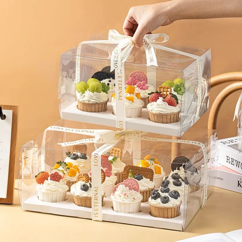 10 Scatole Per Biscotti E Dessert Con Finestra Trasparente - 20x20x6.5 Cm - Bianche, In Cartone Riciclabile - Per Muffin, Cupcake E Pasticcini - 2
