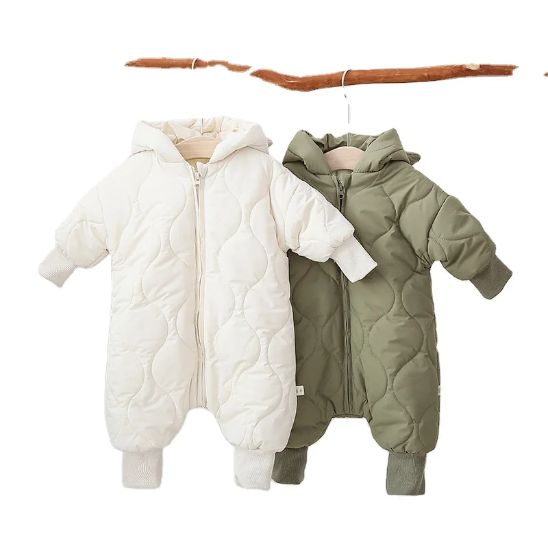 Оптовая продажа; Унисекс; Длинный рукав; С капюшоном; 3 -12 м; Зимние детские комбинезоны для новорожденных
