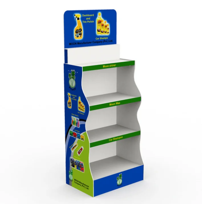 Custom Advertising Display Racks Pop PVC Foam Cardboard Display Custom White 4 Shelves Supermarket Product Display Stand