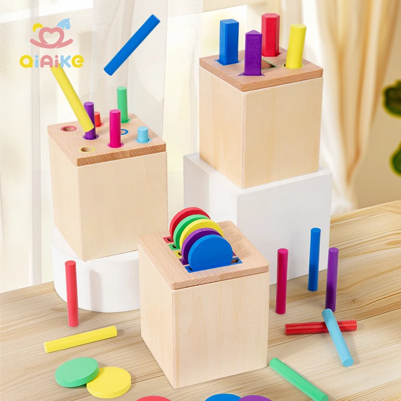 Houten Montessori vroegeducatief vorm- en kleurclassificatiespel emmer 1-3 jaar educatief speelgoed