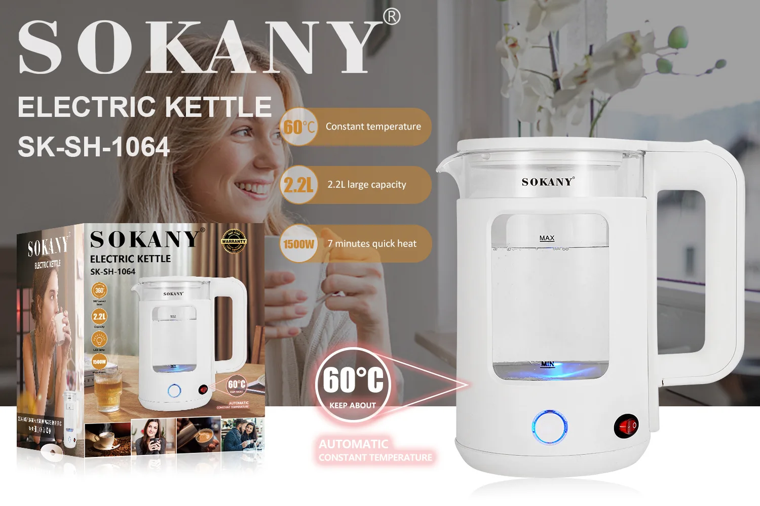 2.2l electric kettle smart constant kitchen