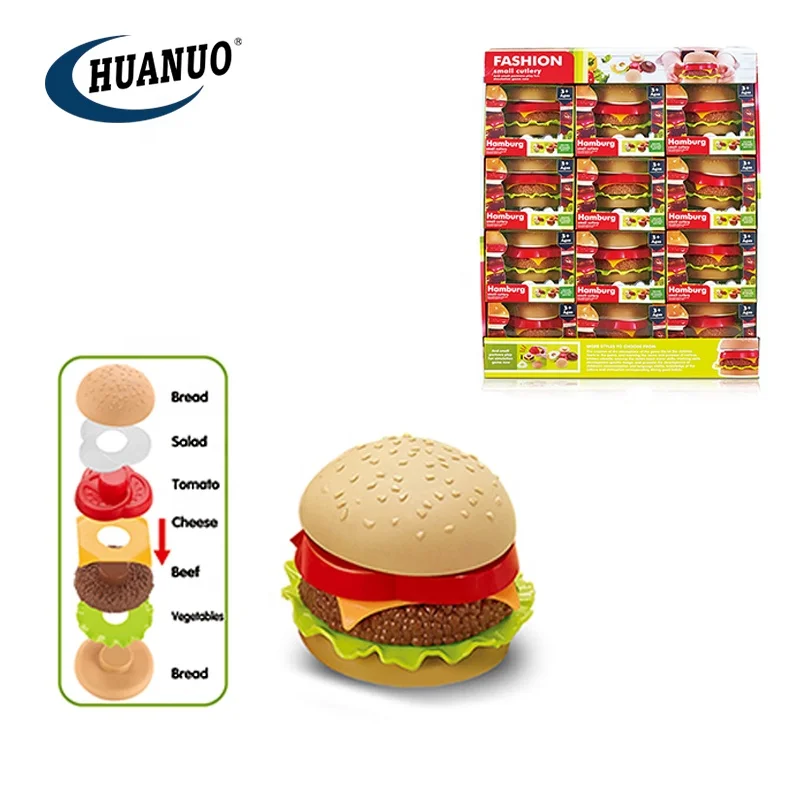 Pretend Play Set Super Fast Food Shop Simulation Plastic Hamburger Toy Play Kitchen Food DIY Mini Toys for Kids
