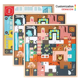 Wooden Board Kids Preschool Montessori 3D Learning Puzzles Toys Animal Puzzle 3D Other Educational Toy Jigsaw Custom Baby