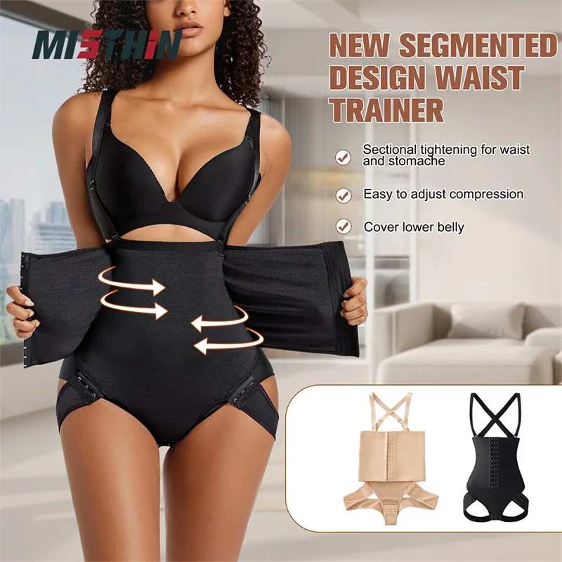 Na mga Babae Tummy Control Panties Shaper Balikat Strap Trainer Butt Lift Pull Katawan Corset Shaping Underwear Waist Trainer Shapewear