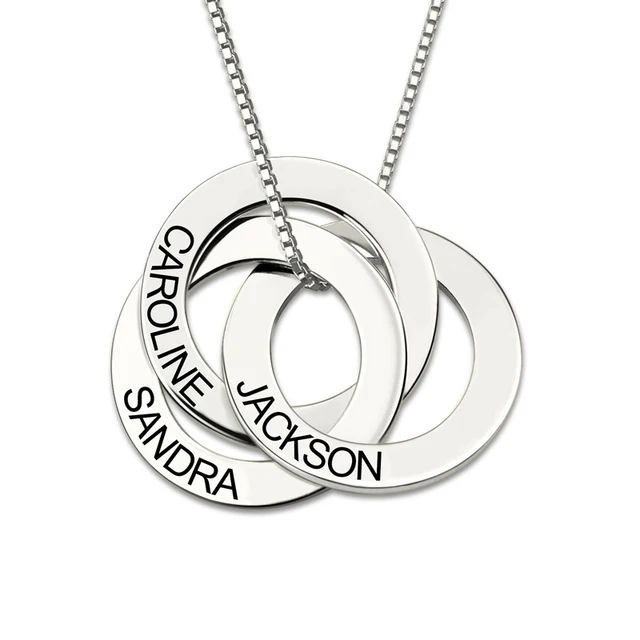 925 Sterling Silver Family Name Necklace Personalized Gift