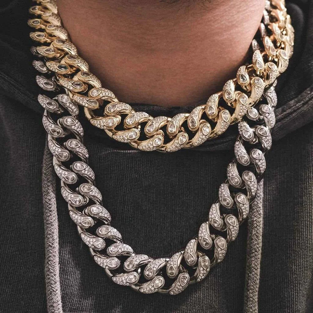 16mm Cuban Chain Link Necklace Pear 