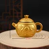 Dragon and Phoenix Handle Teapot (Gold Sand)