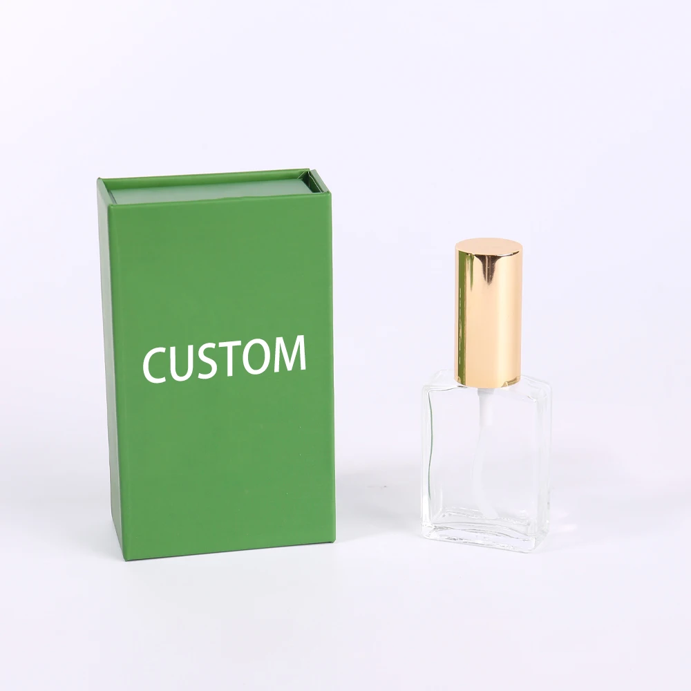 Premium Green Magnetic Perfume Box Custom Logo Sponge Insert Cosmetic Gift Packaging Rigid Cardboard Box Custom