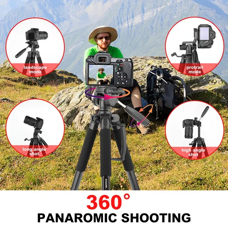 Zomei Q188 Aluminum Professional DSLR Camera Tripod 5-Section Flip Lock Waterproof Shockproof 5KG Load Capacity Portable Bubble