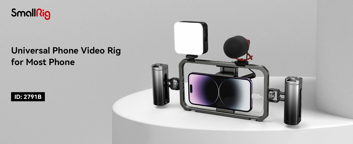 SmallRig Universal Smartphone Video Rig for iPhone for Samsung, Filmmaking Vlogging Rig Aluminium Alloy Phone Video Cage Grip