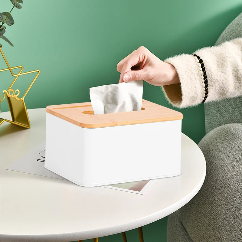 Ecologic Tissue Box Holder Rectangular Container Home and Restaurant Tissue Box L-holder Bamboo Lid