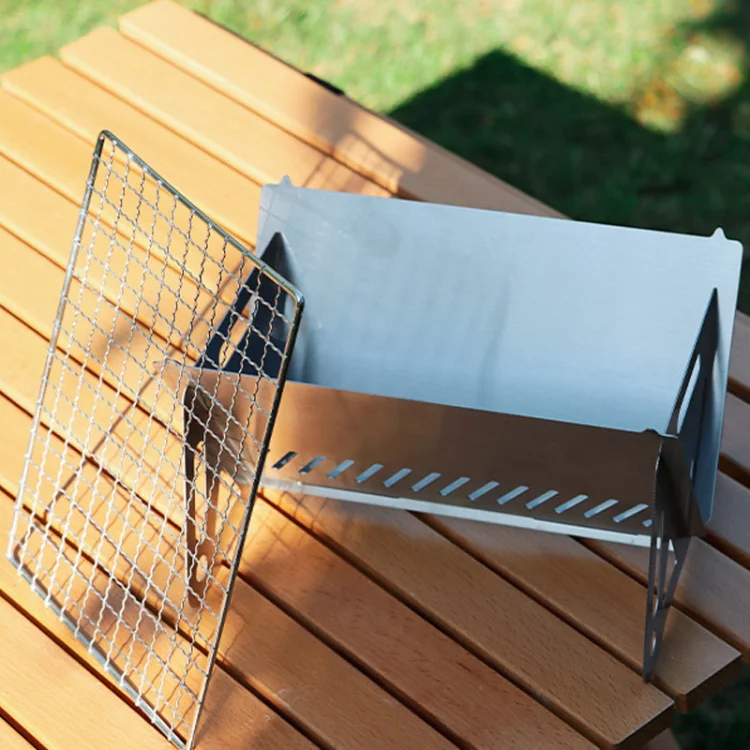 OEM ODM Outdoor Folding Smokeless BBQ Stove Remote Control Stainless Steel Stone Construction Convenient Wood Burning Mini Grill details