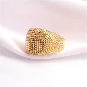 Rings Statement Fine Korean Concave and Convex Lunar Crater Rhombus Pattern Promotional Gift Chunky Gift Custom Ring