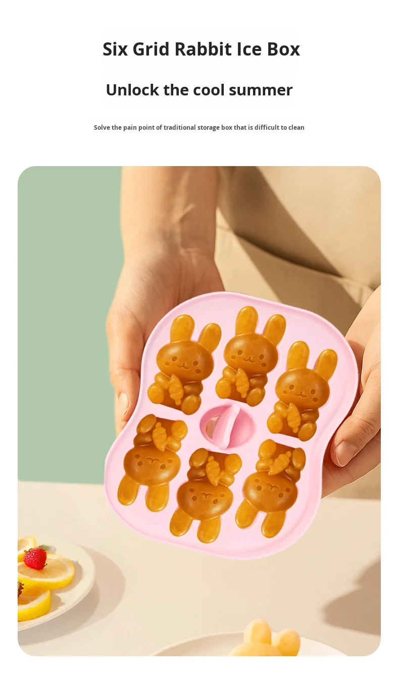 Silicone Bunny Ice Tray with Easy Release Lid Commercial Ice Making for Home or Refrigerator Ice Cream Tools factory