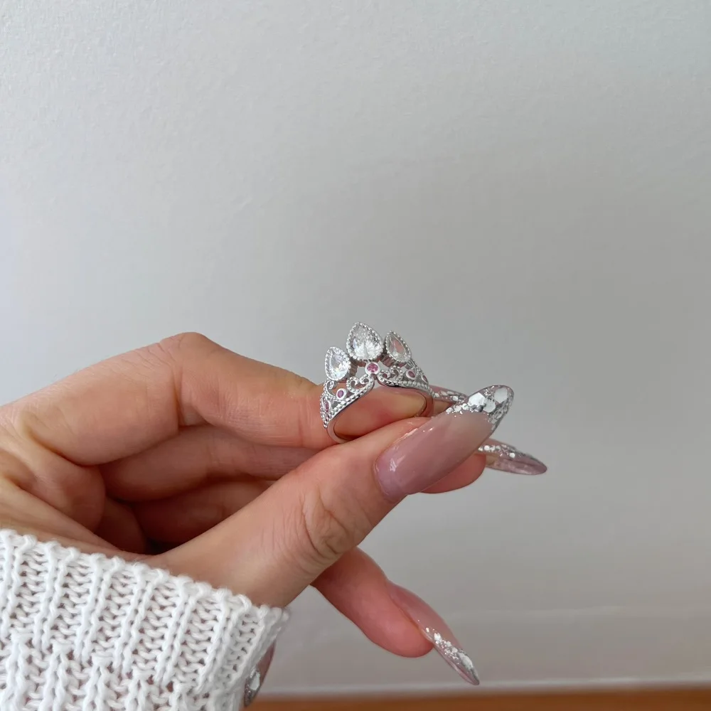 KAKODIY luxury design boutique top jewelry 925 Sterling Silver pear round drop shape 5A cubic zirconia princess crown women's ring detail 9
