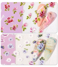 Full Beauty 5D Acrylic Flowers New Nail Sticker Butterfly 3D Decals Decoration Nails Art Accessories Design Sticker