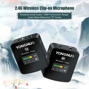 YONGNUO Feng 2.4G Wireless Microphone Transmitter Receiver Lavalier Mic TFT Screen 3.5mm Plug for Smartphone Camera Laptop detail image