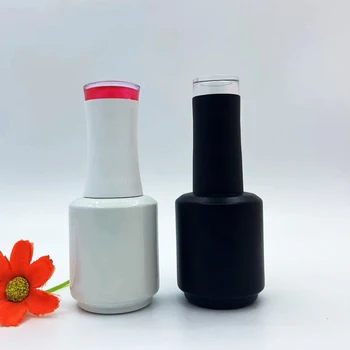 15Ml  Wholesale low small moq nail polish Bottle regular 15ml Matte Black Round Glass Gel Nail Polish Bottle With brush