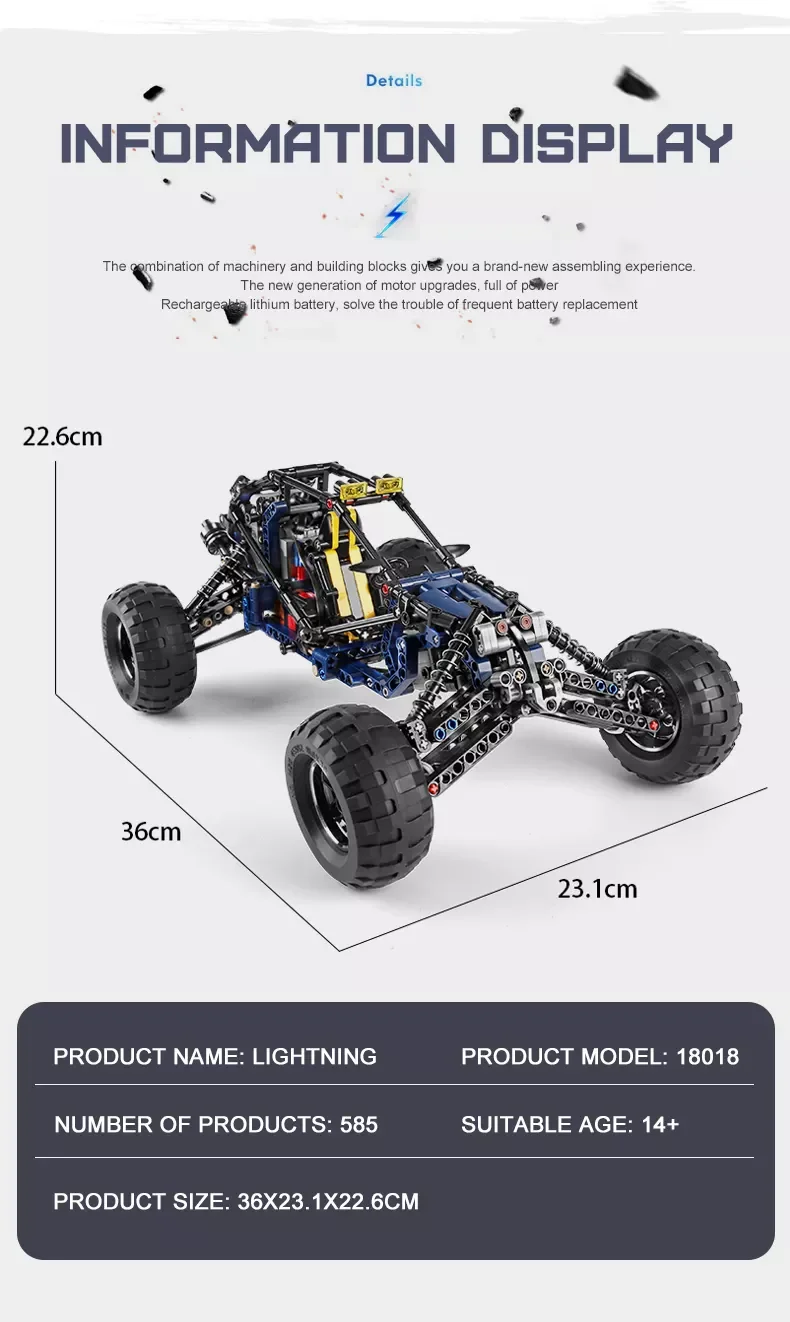 Mould King 18018 Moc High- Technic Lightning Buggy Desert Car