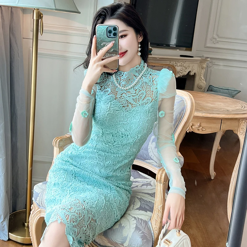 ワンピース jnhearts Tack dress/Blue Green 36 ワンピース jnhearts