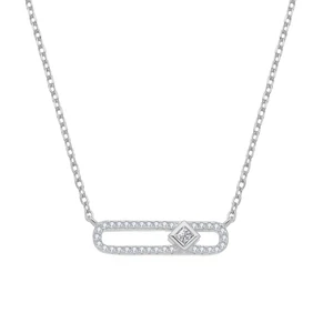 POLIVA Elegant Collection Exclusive Design Minimalist S925 Silver Paper Clip Hallow Out Pendant Zircon Necklace