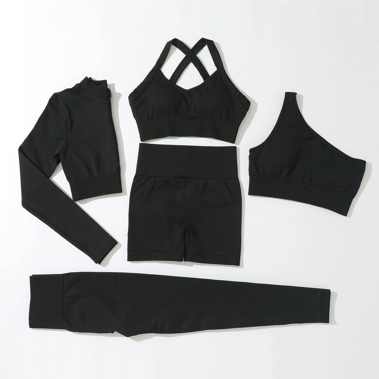 2023 Custom 5 Pieces Seamless Sportswear Active Wear Female Gym Workout ...