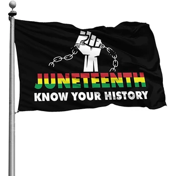Outdoor Hanging Advertising 100D Polyester 3x5ft Juneteenth African American Freedom Black History 3x5 Flags