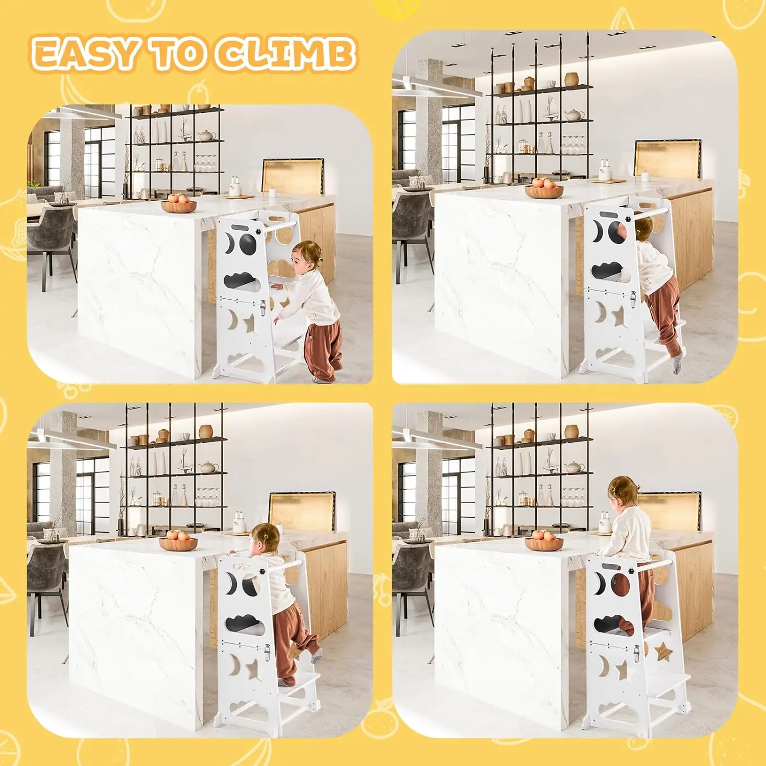 JQ Wood Children Kids Kitchen Learning Tower Montessori for Kids With Magnetic Whiteboards 1 6 Years Children Stool